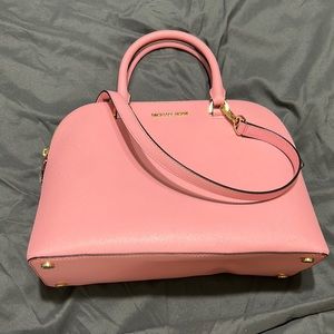 NWT Michael Kors Large Dome Leather Satchel in Carnation